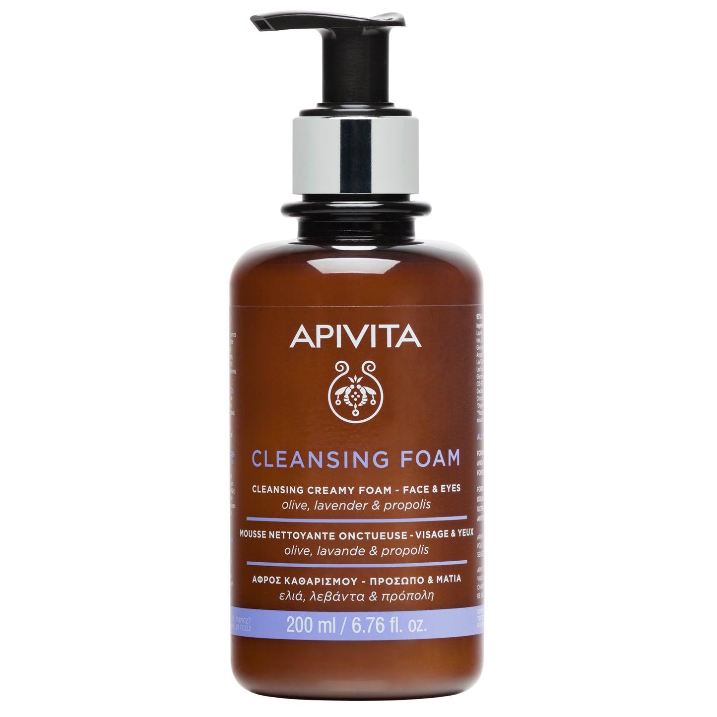 APIVITA - CREMA ESPUMA LIMPIADORA FACIAL y OJOS con oliva y lavanda (200ml)